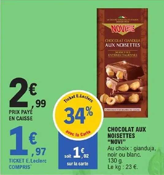 CHOCOLAT AUX NOISETTES "NOVI"