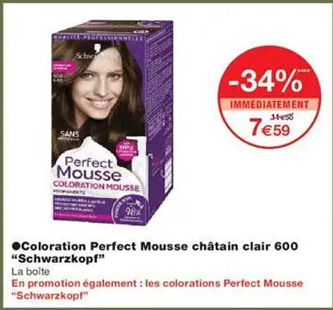 Coloration Perfect Mousse châtain clair 600 "Schwarzkopf"
