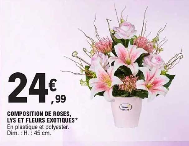 COMPOSITION DE ROSES, LYS ET FLEURS EXOTIQUES*