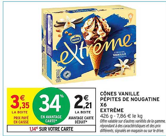 Cônes vanille pépites de nougatine x6