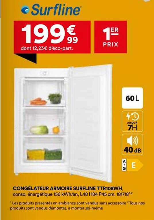 Congélateur armoire Surfline TTR108WH