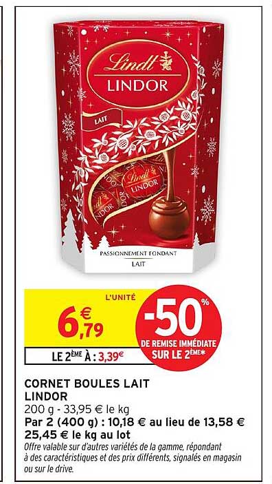 CORNET BOULES LAIT LINDOR