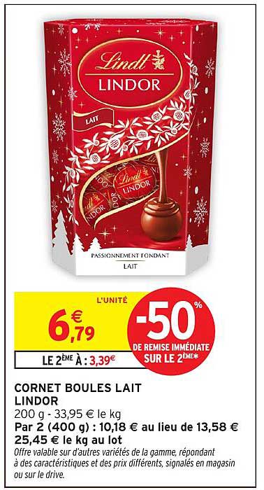 CORNET BOULES LAIT LINDOR