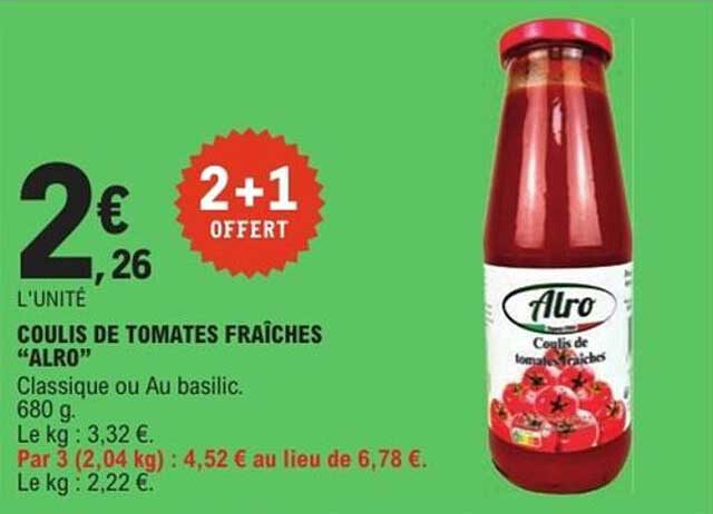 COULIS DE TOMATES FRAÎCHES “ALRO”