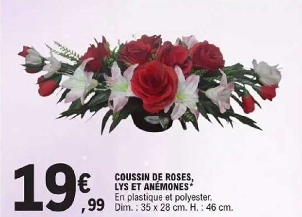 COUSSIN DE ROSES, LYS ET ANÉMONES*