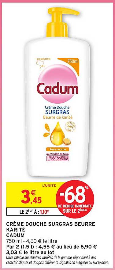 CRÈME DOUCHE SURGRAS BEURRE KARITÉ CADUM