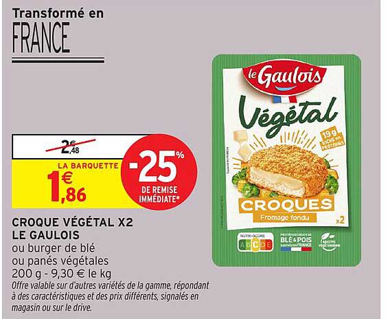 CROQUE VÉGÉTAL X2 LE GAULOIS