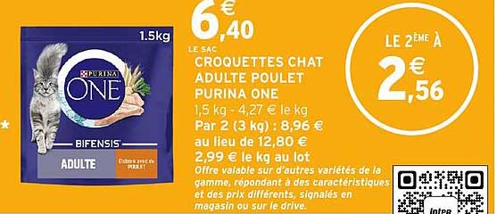 CROQUETTES CHAT ADULTE POULET PURINA ONE