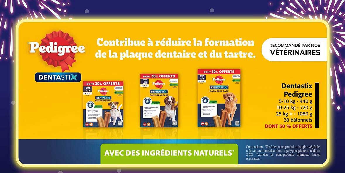 Dentastix Pedigree avec 30% OFFERTS