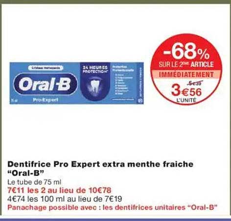 Dentifrice Pro Expert extra menthe fraiche "Oral-B"