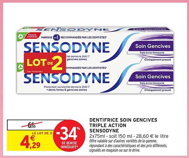DENTIFRICE SOIN GENCIVES TRIPLE ACTION SENSODYNE