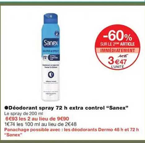 Déodorant spray 72 h extra control “Sanex”