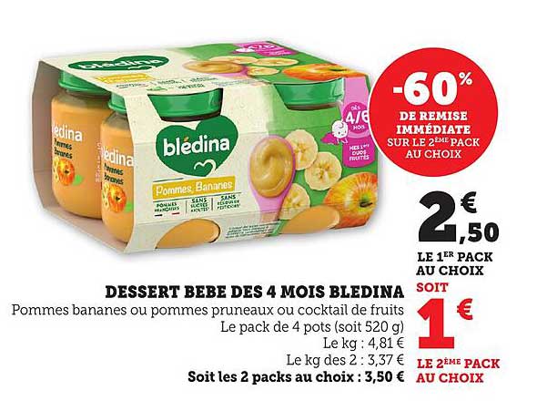 DESSERT BEBE DES 4 MOIS BLEDINA