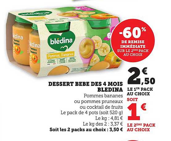 DESSERT BEBE DES 4 MOIS BLEDINA