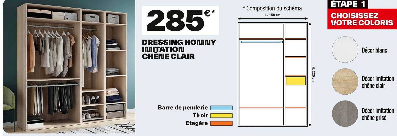 DRESSING HOMNY IMITATION CHÊNE CLAIR