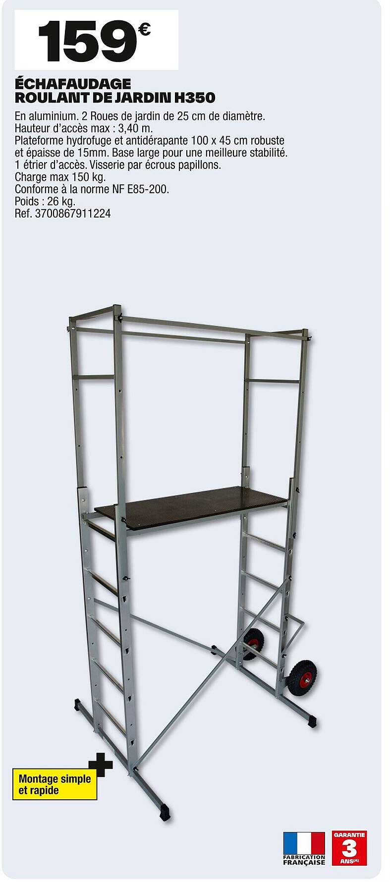 ÉCHAFAUDAGE ROULANT DE JARDIN H350