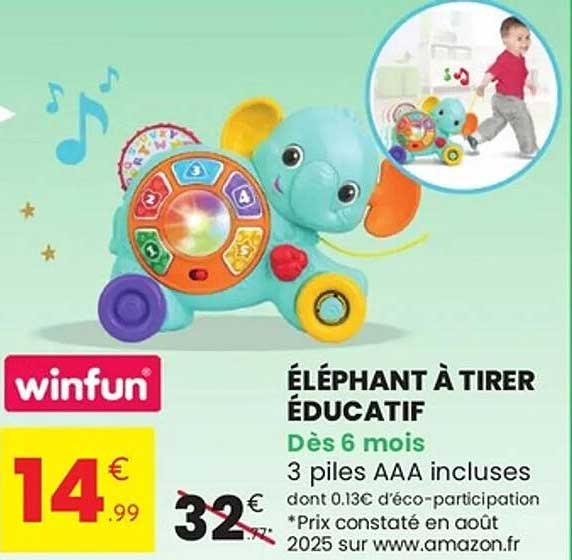 Éléphant à tirer éducatif