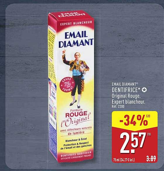 EMAIL DIAMANT® DENTIFRICE* Original Rouge. Expert blanchisseur.