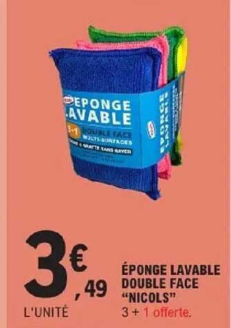 ÉPONGE LAVABLE DOUBLE FACE “NICOLS”