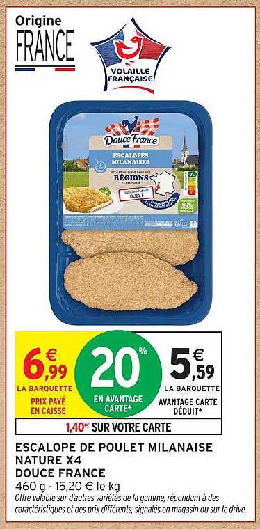 ESCALOPES DE POULET MILANAISE NATURE X4