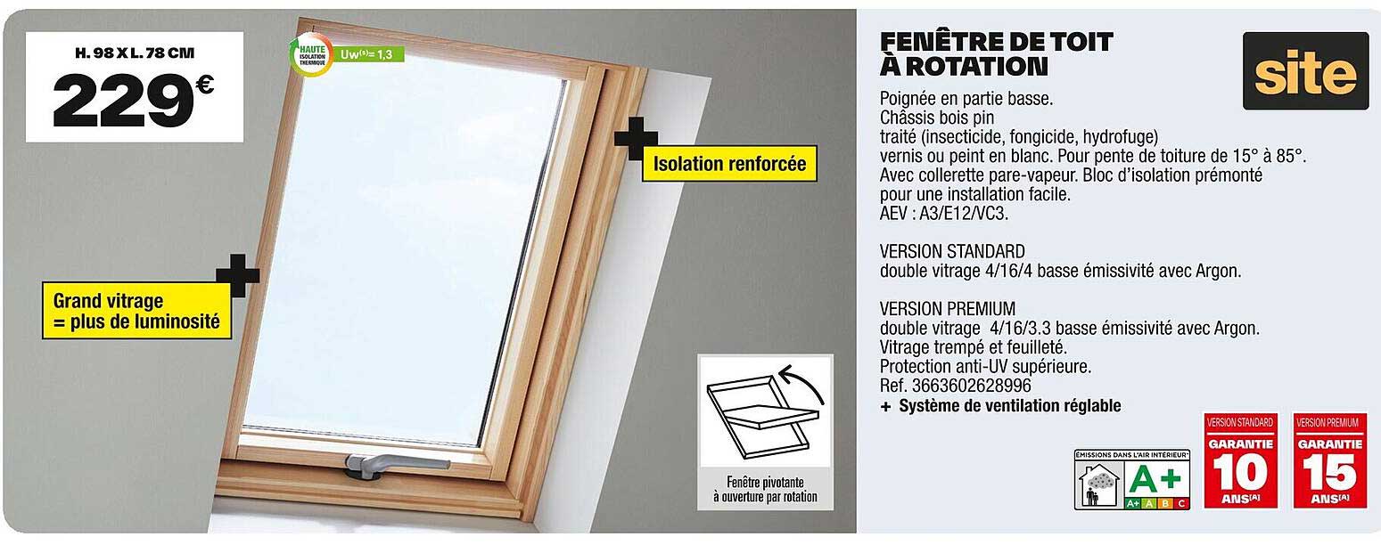 FENÊTRE DE TOIT À ROTATION
