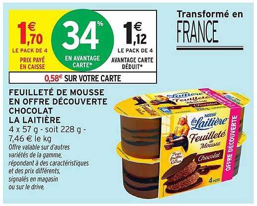 FEUILLETÉ DE MOUSSE EN OFFRE DÉCOUVERTE CHOCOLAT LA LAITIÈRE