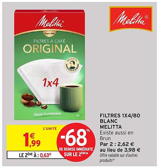 FILTRES 1X4/80 BLANC MELITTA