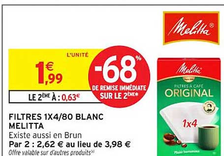 FILTRÉS 1X4/80 BLANC MELITTA