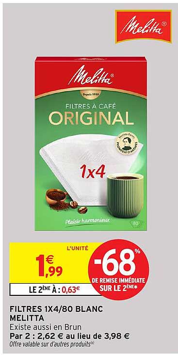 FILTRES 1X4/80 BLANC MELITTA