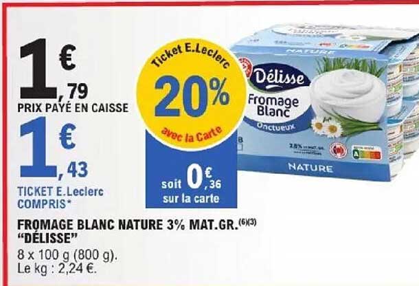 FROMAGE BLANC NATURE 3% MAT.GR. "DÉLISSE"
