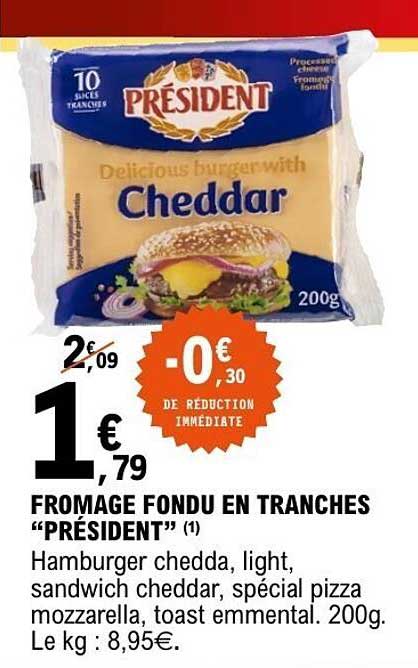 FROMAGE FONDU EN TRANCHES “PRÉSIDENT”