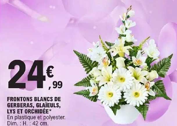 FRONTONS BLANCS DE GERBERAS, GLAIEULS, LYS ET ORCHIDÉE*