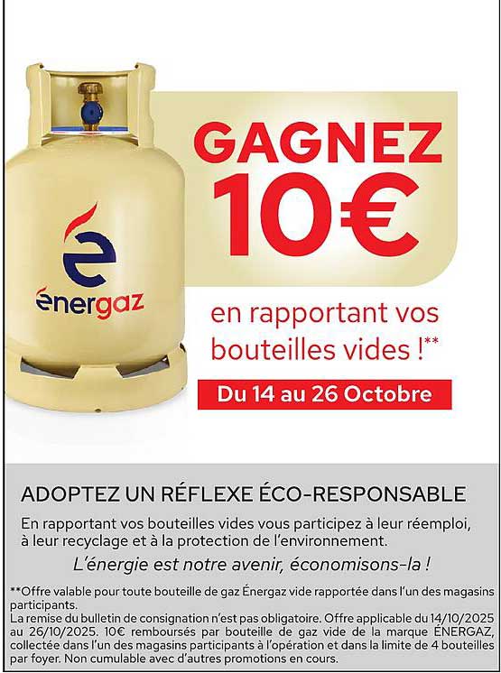 GAGNEZ 10 € en rapportant vos bouteilles vides !
