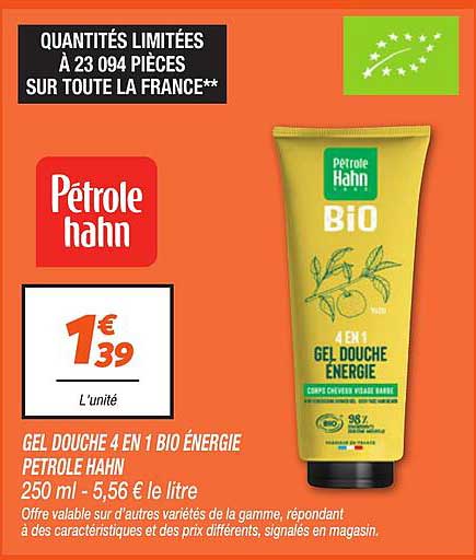 GEL DOUCHE 4 EN 1 BIO ÉNERGIE PETROLE HAHN