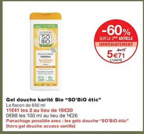 Gel douche karité Bio “SO'BiO étic”