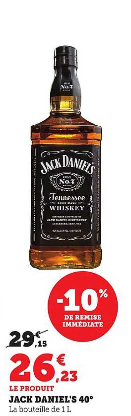 Jack Daniel's 40° La bouteille de 1 L