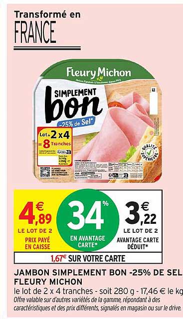 JAMBON SIMPLEMENT BON -25% DE SEL FLEURY MICHON