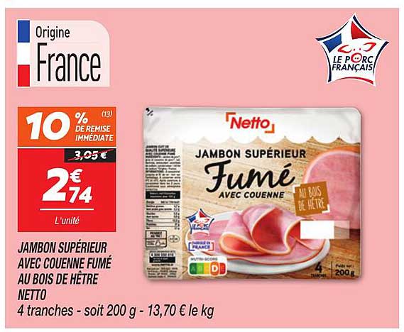JAMBON SUPÉRIEUR FUMÉ AVEC COUENNE