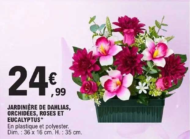JARDINIÈRE DE DAHLIAS, ORCHIDÉES, ROSES ET EUCALYPTUS*