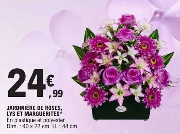 JARDINIÈRE DE ROSES, LYS ET MARGUERITES*
