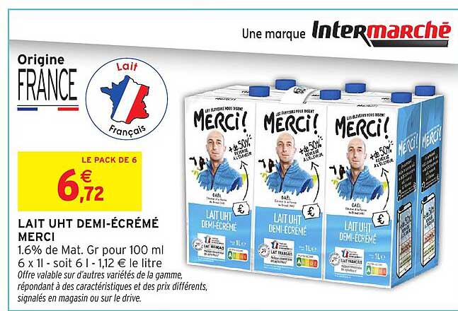 LAIT UHT DEMI-ÉCRÉMÉ MERCI