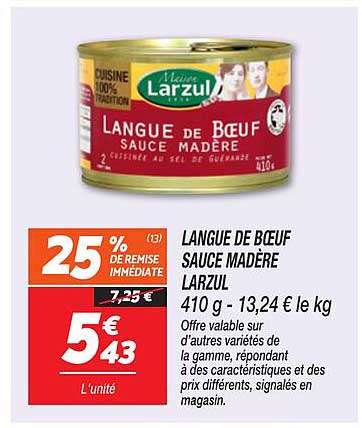 LANGUE DE BŒUF SAUCE MADÈRE LARZUL