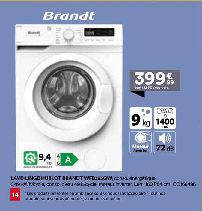 LAVE-LINGE HUBLOT BRANDT WFB393QW