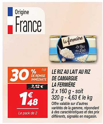LE RIZ AU LAIT AU RIZ DE CAMARGUE LA FERMière