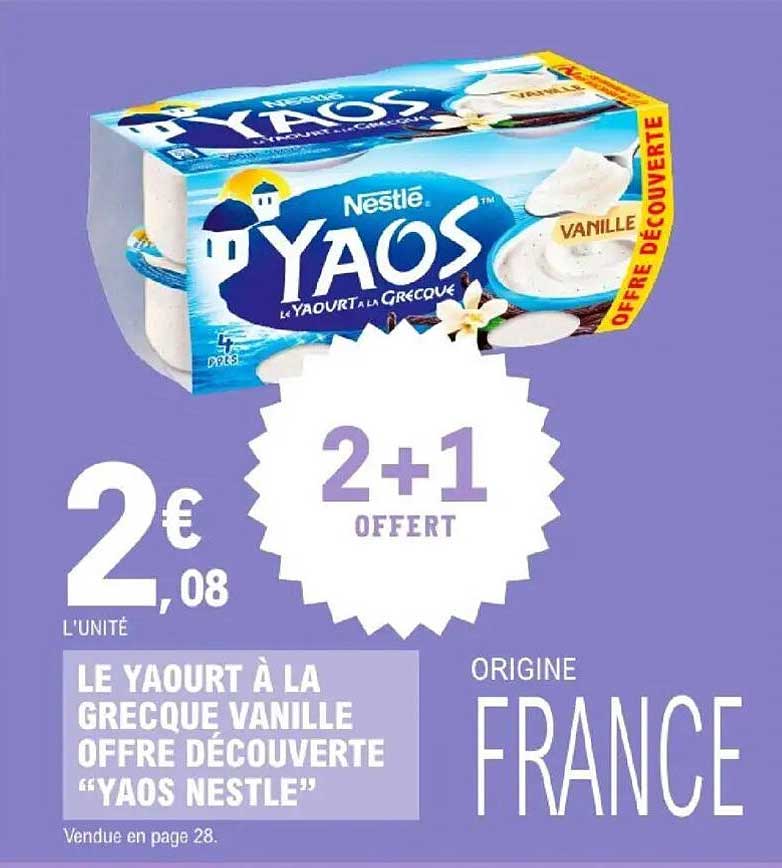 LE YAOURT À LA GREQUE VANILLE OFFRE DÉCOUVERTE "YAOS NESTLE"