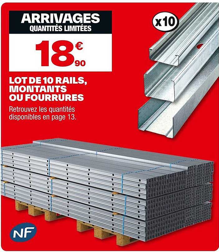 LOT DE 10 RAILS, MONTANTS OU FOURRURES