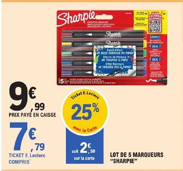 LOT DE 5 MARQUEURS "SHARPIE"