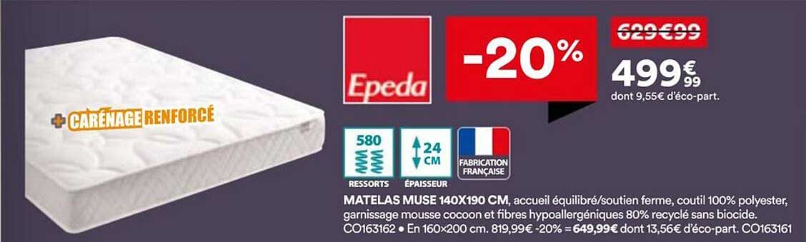Matelas Muse 140x190 cm -20%
