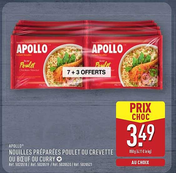 NOUILLES PRÉPARÉES POULET OU CREVETTE OU BOEUF OU CURRY