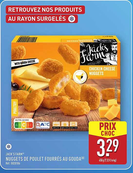 NUGGETS DE POULET FOURRÉS AU GOUDA